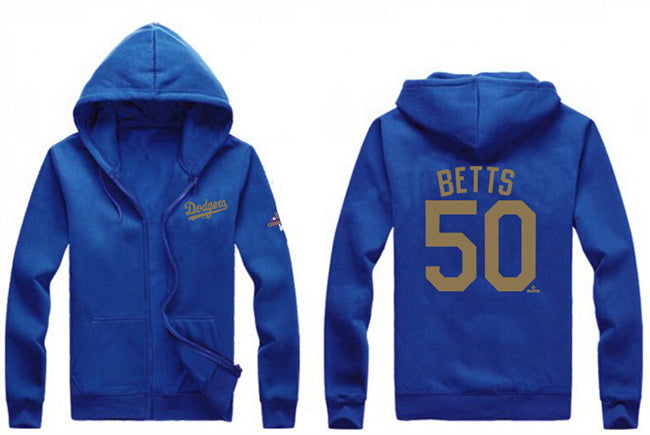 Los Angeles Dodgers #50 Mookie Betts Royal Gold 2024 World Series Champions Full-Zip
