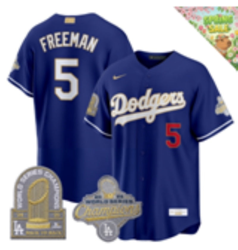 Los Angeles Dodgers #5 Freddie Freeman Dodgers Blue Gold V2