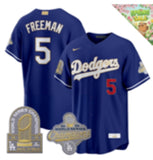 Los Angeles Dodgers #5 Freddie Freeman Dodgers Blue Gold V2