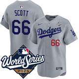 Los Angeles Dodgers #66 Tanner Scott Alternate Road Limited 2025 World Series Jersey