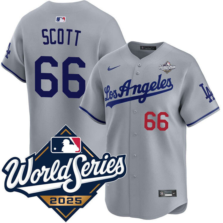 Los Angeles Dodgers #66 Tanner Scott Road Limited 2025 World Series Jersey