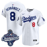 Los Angeles Dodgers #8 Enrique Hernandez White 2025 World Series Champions Patch2