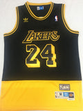 Los Angeles Lakers #24 Kobe Bryant Lakers 24 # Kobe Black + Yellow Edition Premium Mesh Jersey Style 2