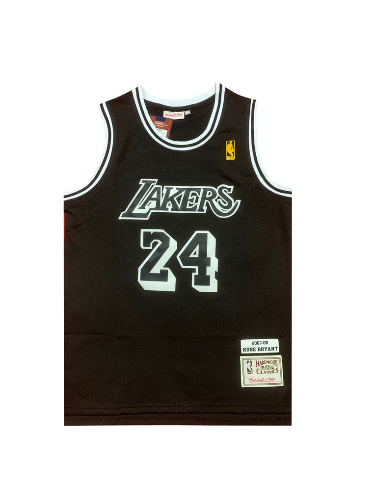 Los Angeles Lakers #24 Kobe Bryant Lakers 24 # Kobe Classic Retro 2007-08 Black Black Premium Mesh Jersey Style 2