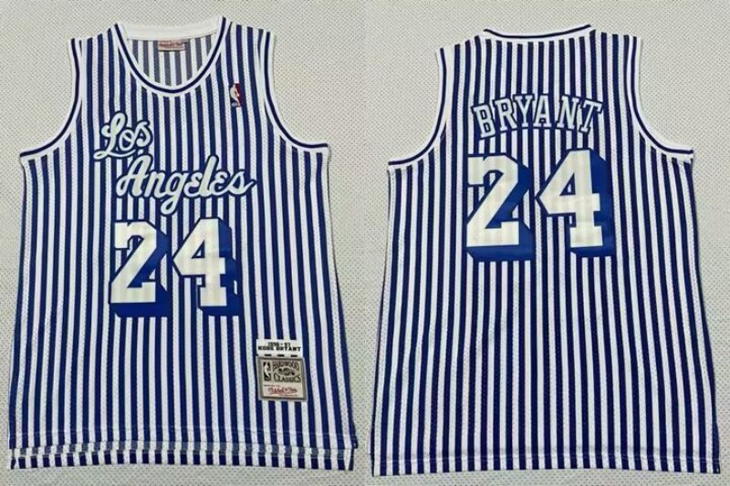 Los Angeles Lakers #24 Kobe Bryant Lakers 24 # Kobe White Blue Classic Retro Premium Mesh Jersey