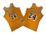 Los Angeles Lakers #24 Kobe Bryant Lakers 24 # Yellow 07-08 Season Mitchell Retro Jersey 60 Logo -- Kobe Style 1