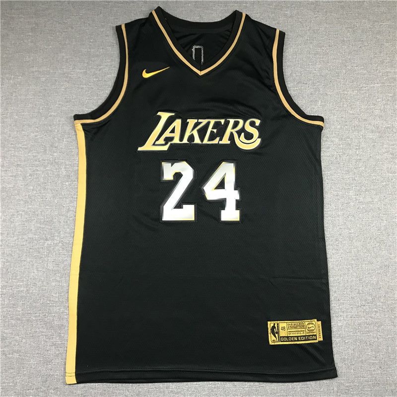 Los Angeles Lakers #24 Kobe Bryant New Lakers 24 Black Gold Style 2