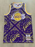 Los Angeles Lakers #24 Kobe Bryant purple cashew flower authentic jersey Style 2