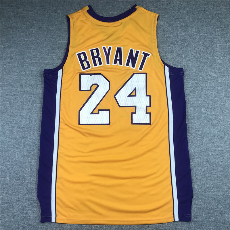 Los Angeles Lakers #24 kobe Bryant Lakers 24 Yellow V Collar 2006-07 Retro Logo Style 1