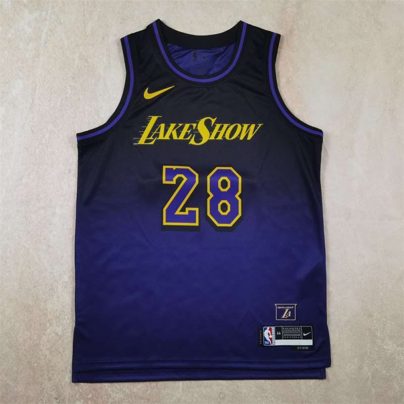 Los Angeles Lakers #28 Rui Hachimura Hot Press Lakers 28 Purple City Edition s-xxl Style 2