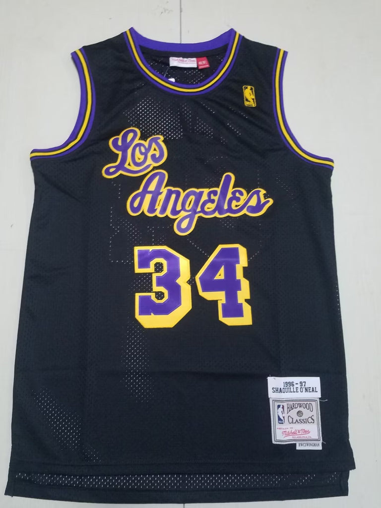 Los Angeles Lakers #34 Shaquille ONeal Lakers 34 Retro Black S-XXL Style 2