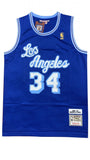 Los Angeles Lakers #34 Shaquille ONeal Lakers 34 # O'Neal 1996-97 Gold Logo Classic Retro Premium Mesh Jersey Style 2
