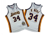 Los Angeles Lakers #34 Shaquille ONeal Lakers 34 # White 03-04 Season Mitchell Retro Jersey -- Shaquille · O'Neal Style 1
