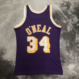 Los Angeles Lakers #34 Shaquille ONeal sw Lakers 96-97 Season Crew Neck Purple 34 # O'Neal