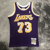 Los Angeles Lakers #73 Dennis Rodman sw Lakers 98-99 Season Crew Neck Purple 73 # Rodman Style 2