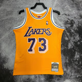 Los Angeles Lakers #73 Dennis Rodman sw Lakers 99 Season Crew Neck Yellow 73 # Rodman Style 2