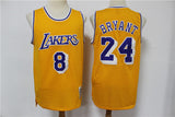 Los Angeles Lakers #8 24 Kobe Bryant Lakers 8+24 # Yellow Retro Edition Jersey -- Front 8 Back 24