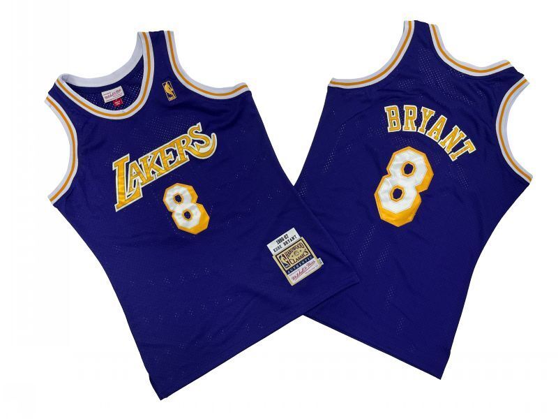 Los Angeles Lakers #8 Kobe Bryant Lakers 8 # Purple 96-97 Season Mitchell Retro Jersey -- Kobe Style 2