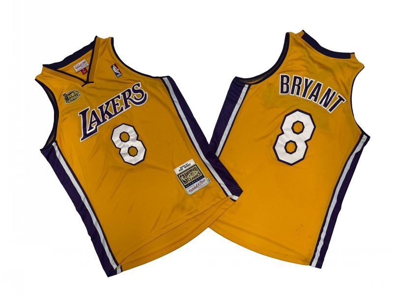 Los Angeles Lakers #8 Kobe Bryant Lakers 8 # Yellow 00-01 Season Mitchell Retro Jersey -- Kobe