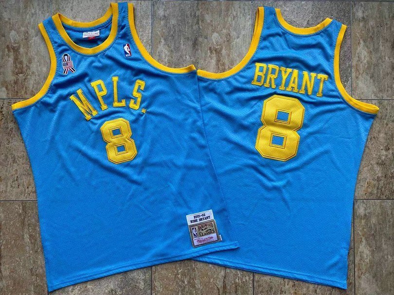 Los Angeles Lakers #8 Kobe Bryant Lakers MPLS 8 # Kobe Retro 01-02 Blue Embroidered