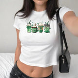 Love St Patrick's Day Shirt, Cute St Patrick's Day Baby Tee, Shamrock Shirt , Y2K 2000's Style, Streetwear Style