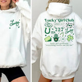 Lucky Girl Club St Patricks Day Two Sides Tshirt Sweatshirt Hoodie, Let The Shenanigans Begin, St Patricks Day Shirt, Unisex Sweater Pullover Tee