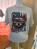 MERICA Raccoon Shirt - Trash Panda Tee - Red White and Blue - Fourth of July