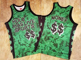 M&N Hulu Mesh Jersey Green Black Embroidered Jersey