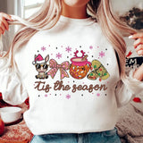 [Made-to-order] Mexican tamales Coquette Christmas Sweater, Pan Dulce Pink Christmas Tree Gift, Spanish Feliz Navidad Shirt Cotton Fabric