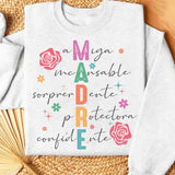 Madre - Amiga -Incansable - Sorprendente - Protectora - Confidente Sweatshirt Stylish Pullover