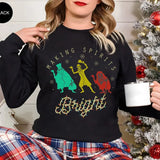 Making Spirits Bright Christmas Sweatshirt, Haunted Mansion Sweatshirt, Hitchhiking Ghosts Tee
