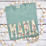 Mama Comfort Color Shirt, Custom Comfort Color Shirt, Floral Light Green, Casual Tee, Comfortable Fit, Womenswear