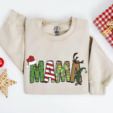 Mama Grinc Christmas Sweatshirt, Xmas Shirt, Mother Christmas Gift for Her Womenswear Casual Cotton Fabric Knit Bottom