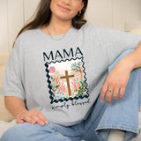 Mama Simple Blessed Christian Tshirt Cotton Casual Street Style Crew Neck Short Sleeve T-Shirt Trendy Top for Women for Men, Perfect Gifts