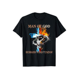 Man Of God Husband Dad Papaw Father's Day TShirt  Casual Style Crew Neck Short Sleeve T-Shirt Tops Trendy for Unisex, Perfect Gift
