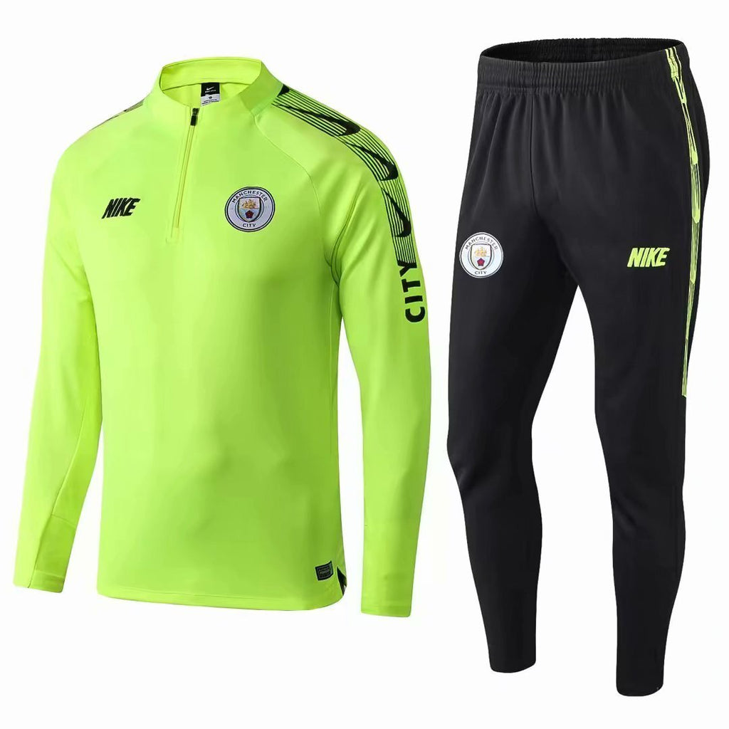 Man City Fluo Green Half zip Training Suit 1