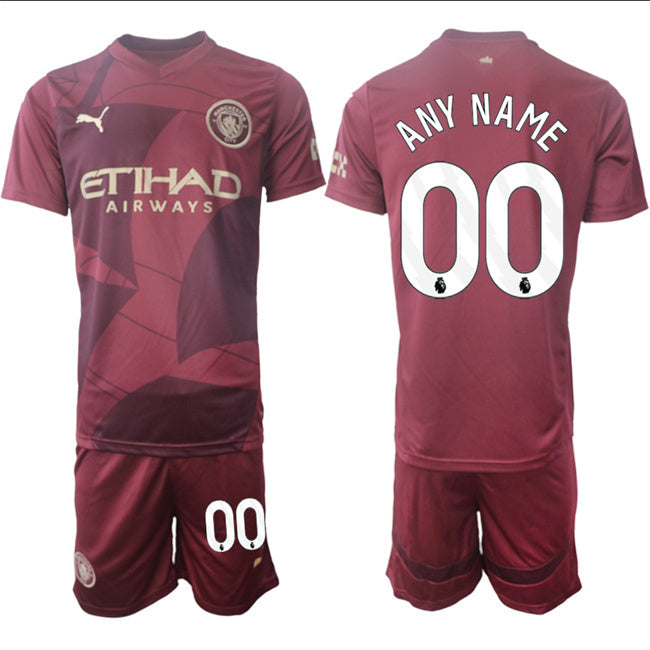 Manchester City Custom 2024-25 Burgundy Third Soccer Jersey Suit