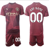 Manchester City Custom 2024-25 Burgundy Third Soccer Jersey Suit