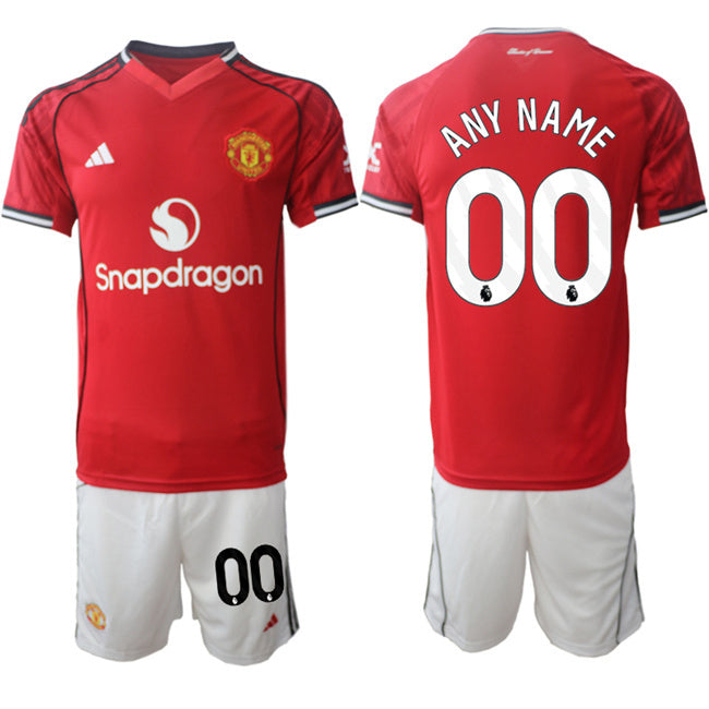 Manchester United Custom 2025 26 Red Home Soccer Jersey Suit