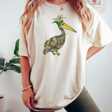 Mardi Gras Pelican Tshirt Sweatshirt, Womens Mardi Gras Shirt, Beads Shirt, Louisiana Parade, Animal Lover, Unisex Sweater Pullover Tee