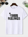 Men's Casual Letter Print Round Neck T-shirt DRG, Streetwear Regular Fit Shortsleeve Crewneck T-Shirt DRG for Summer, Comfy Breathable Men's Top for Daily Wear, Menswear T-shirt