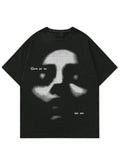 Men's Figure & Letter Print Drop Shoulder Crew Neck ,Regular Fit Casual Comfy Short Sleeve Round Neck T-Shirt for, Fashion Men's Top for Daily Wear
