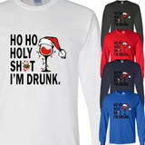 Men's Ho Ho Funny Santa Chirtmas Full Sleeve T-Shirt USA Xmas New Gift Unisex