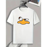 Men's Summer Graphic T-Shirt - Black Casual Round Neck Short Sleeve Tee with Angry Duck Face Print, Machine Washable, Lightweight & Comfortable for Casual Attire Made in USA