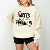 Merry And Pregnant, Pregnancy Announcement Sweatshirt, Baby Reveal Shirt, Mom To Be Crewneck, Winter Sweatshirt, Christmas Mama Shirt