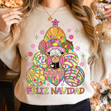 Mexican Christmas Tshirt Sweatshirt, Concha Chirstmas Tree, Cafecito Y Pan Dulce, Feliz Navidad Shirt, Latina Chirstmas, Unisex Sweater Pullover Tee