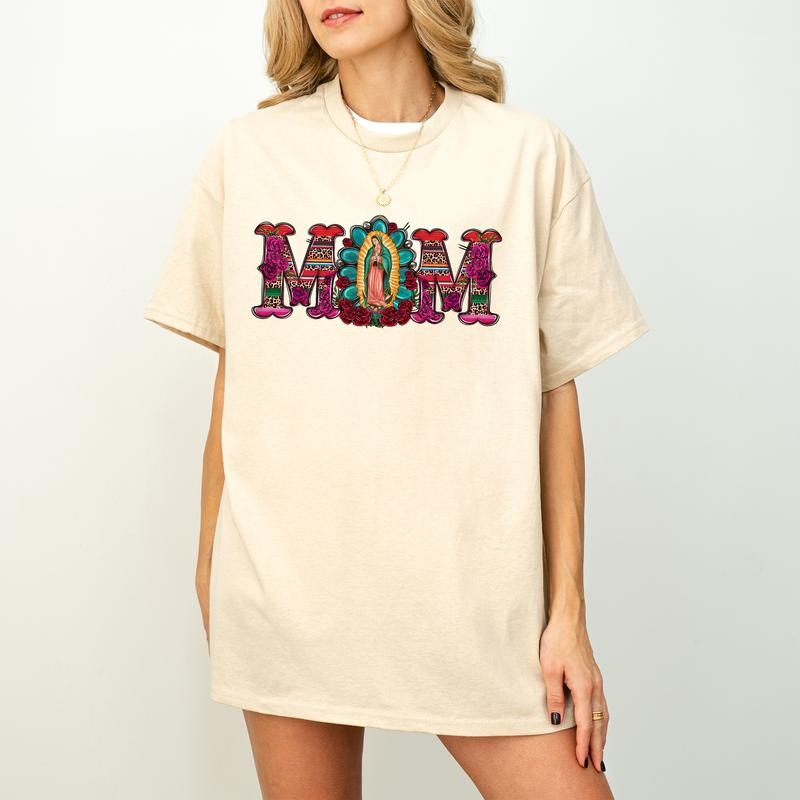 Mexican Mom Shirt  with Virgen de Guadalupe, Mother's Day Sweatshirt, Mexican Heritage Shirt, Latin Culture Mom Sweatshirt