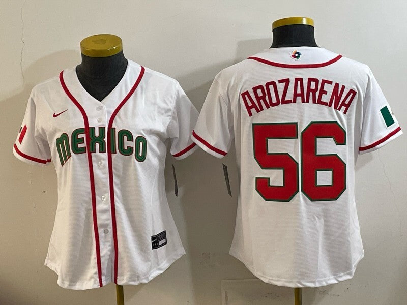 Mexico Baseball #56 Randy Arozarena White 2026 World Baseball Classic 26 World Cup Women