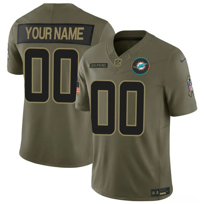 Miami Dolphins Active Player Custom Olive 2025 F.U.S.E. Salute to Service