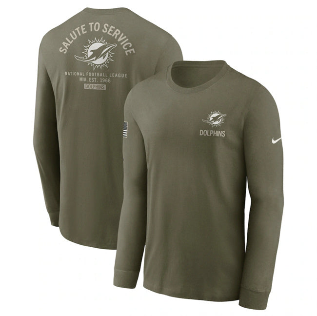 Miami Dolphins Olive 2025 Salute to Service Sideline Long Sleeve T-Shirt